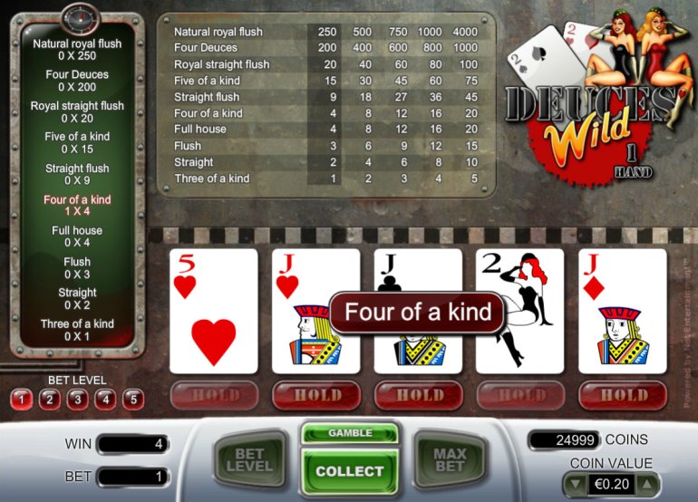 Video poker Deuces Wild - NetEnt