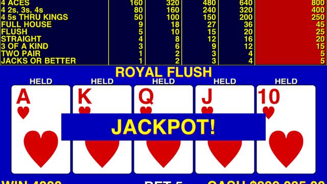 Le probabilità di ottenere una Scala Reale nel Video Poker