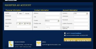 Europa casino: Registrazione