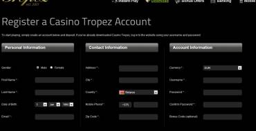 Tropez casino: Registrazione