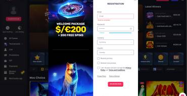 WooCasino: Registrazione