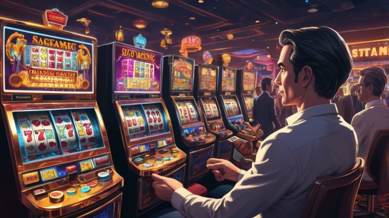 Un giocatore di slot impegnato