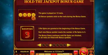 12 Coins: Giri gratis e/o respin