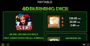 40 Burning Dice: Tabella dei pagamenti