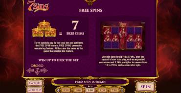 7 Sins: Freespins e/o respins