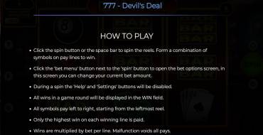 777 – Devil’s Deal: Regole