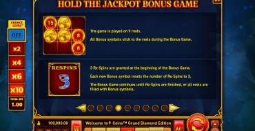 9 Coins Grand Diamond Edition: Giri gratis e/o respin