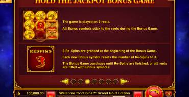 9 Coins Grand Gold Edition: Giri gratis e/o respin