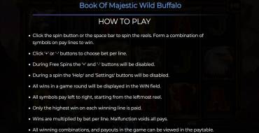 Book of Majestic Wild Buffalo: Regole