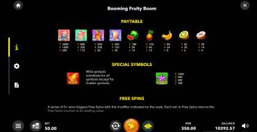 Booming Fruity Boom: Tabella dei pagamenti