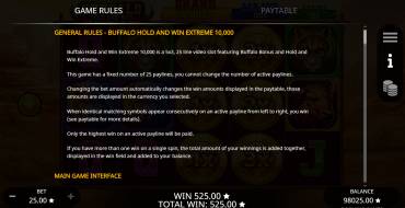 Buffalo Hold And Win Extreme 10000: Regole