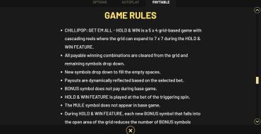 Chillipop: Get Em All — Hold&Win: Regole