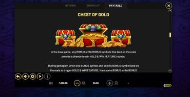 Coins of Ra Hold&Win: Giochi bonus