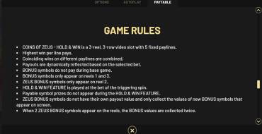 Coins of Zeus — Hold&Win: Regole