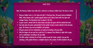 Dionysus Golden Feast: Regole del gioco