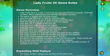 Lady Fruits 20: Regole