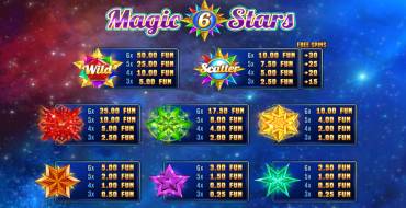 Magic Stars 6: Tabella dei pagamenti