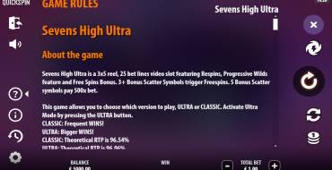 Sevens High Ultra: Regole