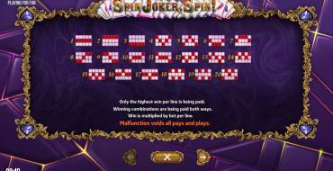 Spin Joker, Spin!: Linee di gioco