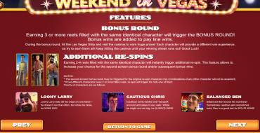 Weekend in Vegas: Giochi bonus