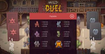 Wild Duel: Tabella dei pagamenti