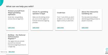Australian Communications and Media Authority: Servizi di gioco d'azzardo online